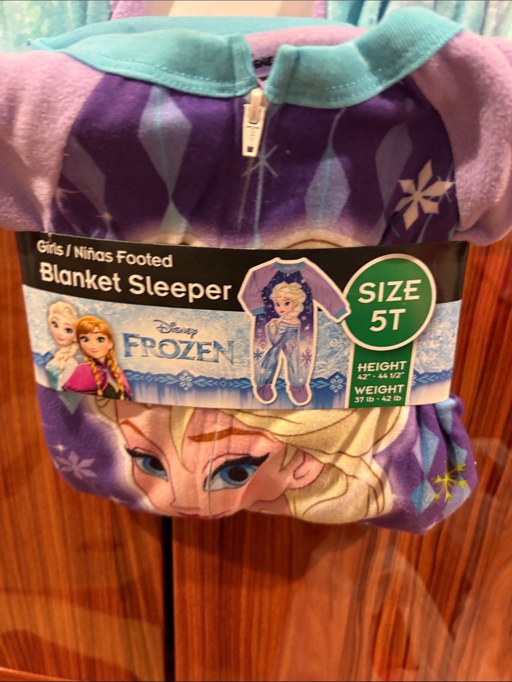 Disney Frozen Purple and Teal Girls' Footed Blanket Sleeper - Size 5T
